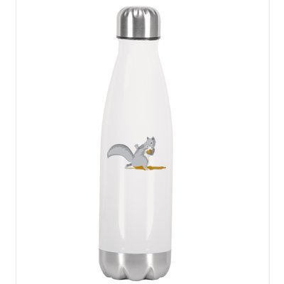 The Squirrel Protect The Nut Cool Vector Design Stainless Steel Insulated Water Bottle