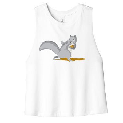 The Squirrel Protect The Nut Cool Vector Design Women's Racerback Cropped Tank