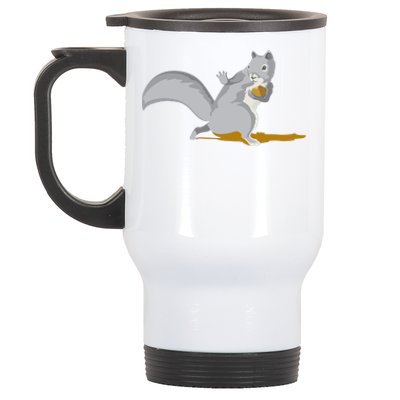 The Squirrel Protect The Nut Cool Vector Design Stainless Steel Travel Mug