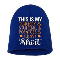 Turkey Stuffing Potatoes Gravy Thanksgiving Family Graphic Gift Short Acrylic Beanie