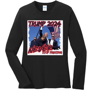 Trump Shooting President Trump Trending Political Trump 2024 Election A Ladies Long Sleeve Shirt