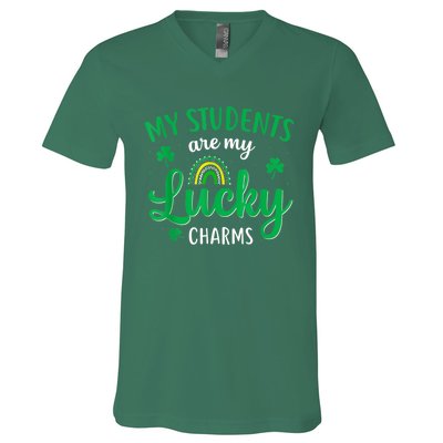 Teacher St Patricks Day My Students Are My Lucky Charms V-Neck T-Shirt