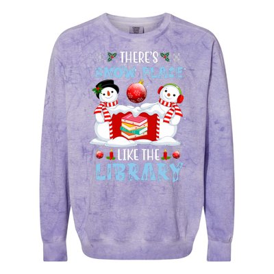 There's Snow Place Like The Library Book Worm Christmas Colorblast Crewneck Sweatshirt