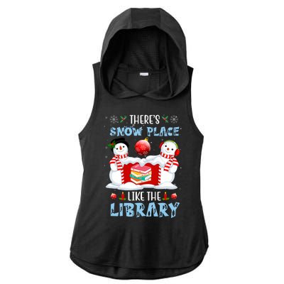 There's Snow Place Like The Library Book Worm Christmas Ladies PosiCharge Tri-Blend Wicking Draft Hoodie Tank