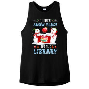 There's Snow Place Like The Library Book Worm Christmas Ladies PosiCharge Tri-Blend Wicking Tank