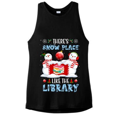 There's Snow Place Like The Library Book Worm Christmas Ladies PosiCharge Tri-Blend Wicking Tank