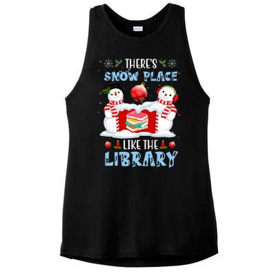 There's Snow Place Like The Library Book Worm Christmas Ladies PosiCharge Tri-Blend Wicking Tank