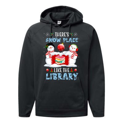 There's Snow Place Like The Library Book Worm Christmas Performance Fleece Hoodie