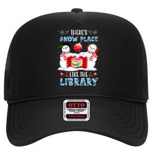 There's Snow Place Like The Library Book Worm Christmas High Crown Mesh Back Trucker Hat