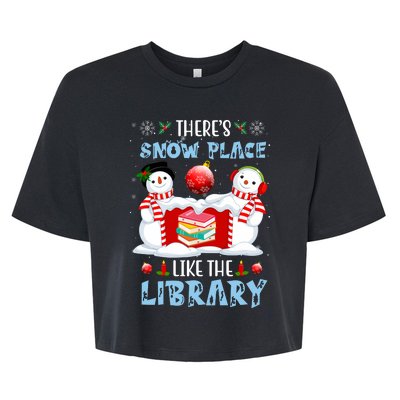 There's Snow Place Like The Library Book Worm Christmas Bella+Canvas Jersey Crop Tee