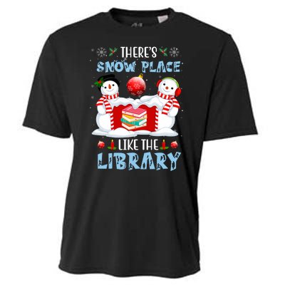 There's Snow Place Like The Library Book Worm Christmas Cooling Performance Crew T-Shirt