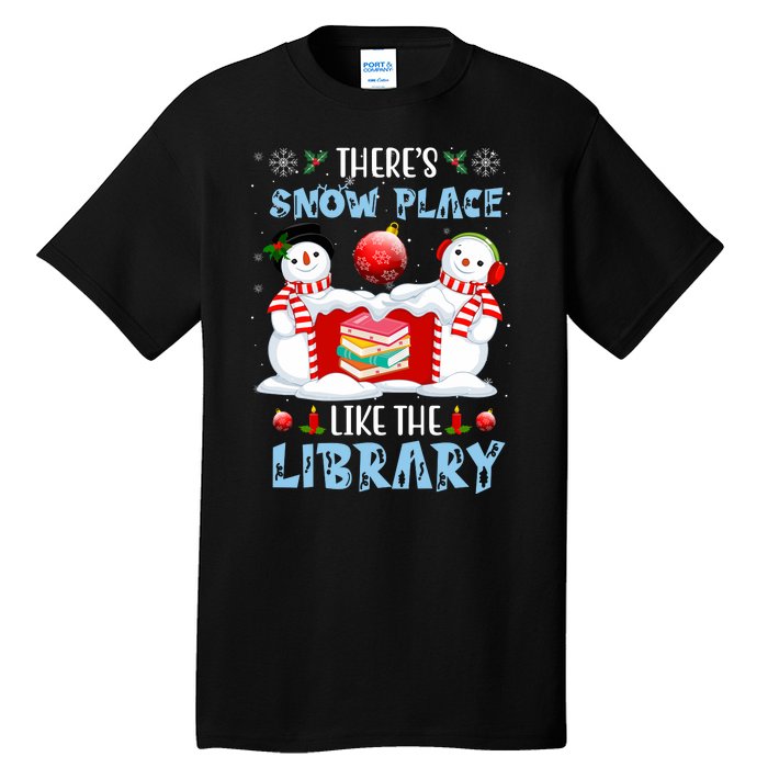 There's Snow Place Like The Library Book Worm Christmas Tall T-Shirt