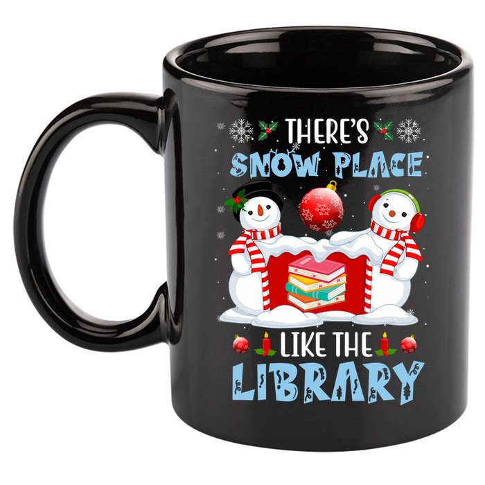 There's Snow Place Like The Library Book Worm Christmas 11oz C Handle Ceramic Mug