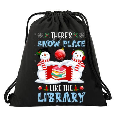 There's Snow Place Like The Library Book Worm Christmas Drawstring Bag