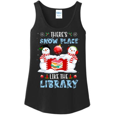 There's Snow Place Like The Library Book Worm Christmas Ladies Essential Tank