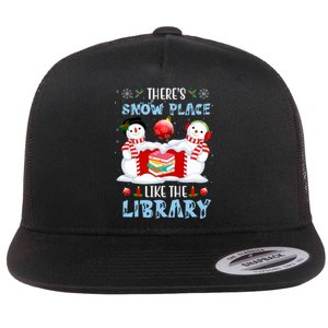 There's Snow Place Like The Library Book Worm Christmas Flat Bill Trucker Hat