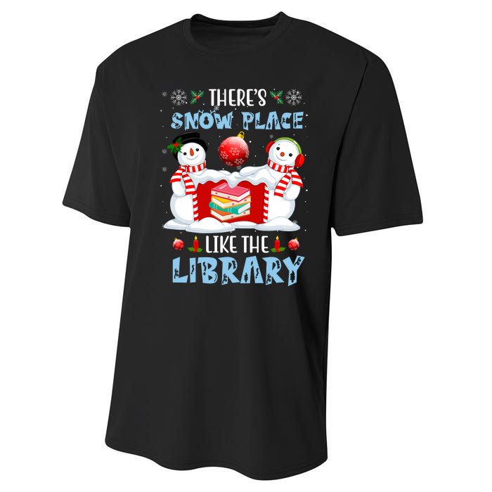 There's Snow Place Like The Library Book Worm Christmas Performance Sprint T-Shirt