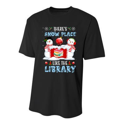 There's Snow Place Like The Library Book Worm Christmas Youth Performance Sprint T-Shirt