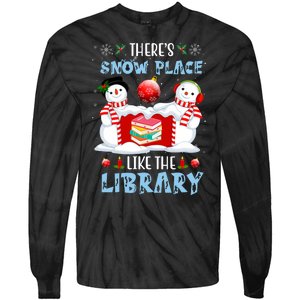 There's Snow Place Like The Library Book Worm Christmas Tie-Dye Long Sleeve Shirt