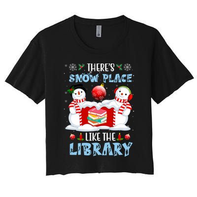There's Snow Place Like The Library Book Worm Christmas Crop Top