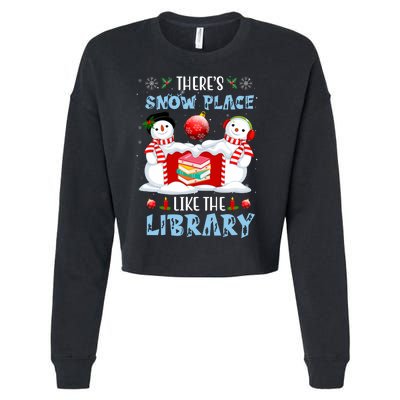 There's Snow Place Like The Library Book Worm Christmas Cropped Pullover Crew