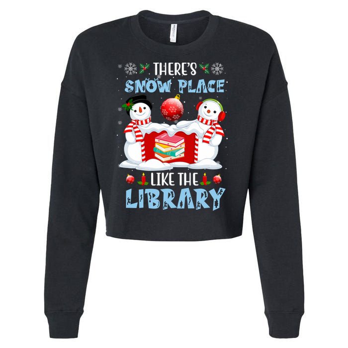 There's Snow Place Like The Library Book Worm Christmas Cropped Pullover Crew