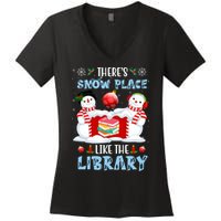 There's Snow Place Like The Library Book Worm Christmas Women's V-Neck T-Shirt