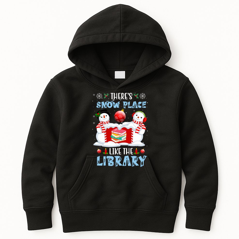 There's Snow Place Like The Library Book Worm Christmas Kids Hoodie