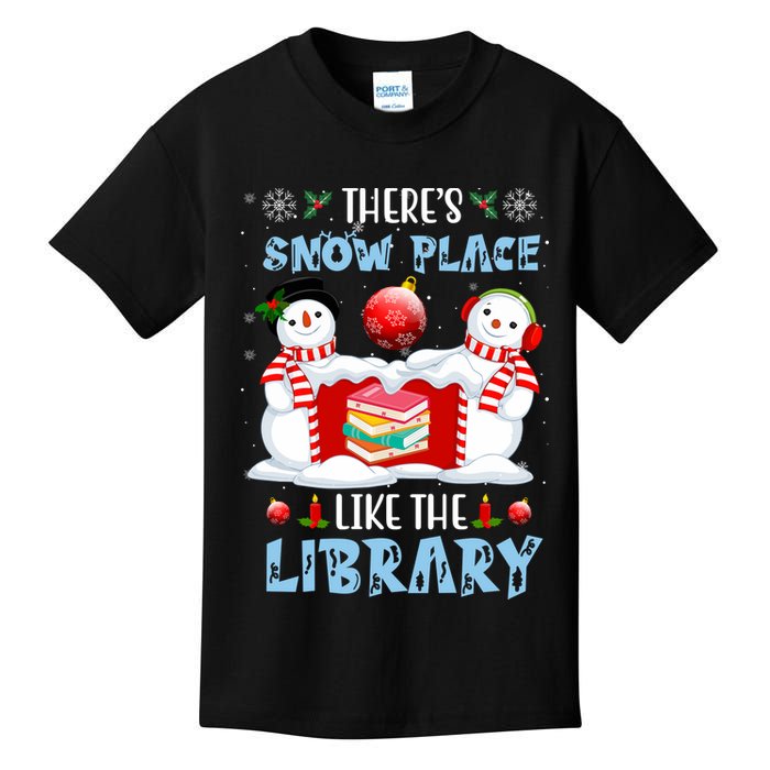 There's Snow Place Like The Library Book Worm Christmas Kids T-Shirt