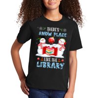There's Snow Place Like The Library Book Worm Christmas Kids T-Shirt