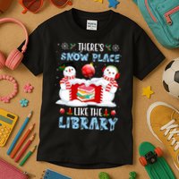 There's Snow Place Like The Library Book Worm Christmas Kids T-Shirt