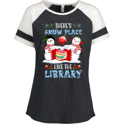 There's Snow Place Like The Library Book Worm Christmas Enza Ladies Jersey Colorblock Tee