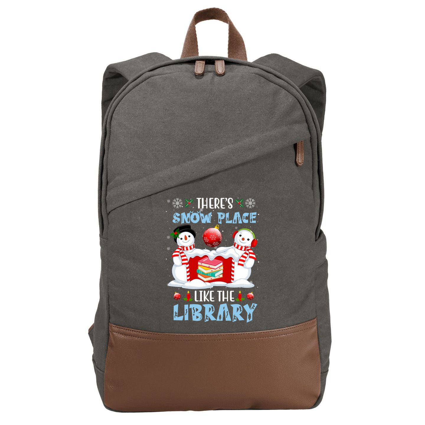 There's Snow Place Like The Library Book Worm Christmas Cotton Canvas Backpack