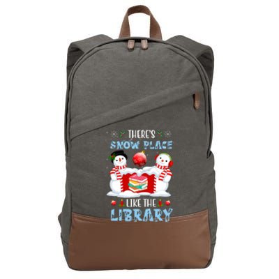 There's Snow Place Like The Library Book Worm Christmas Cotton Canvas Backpack