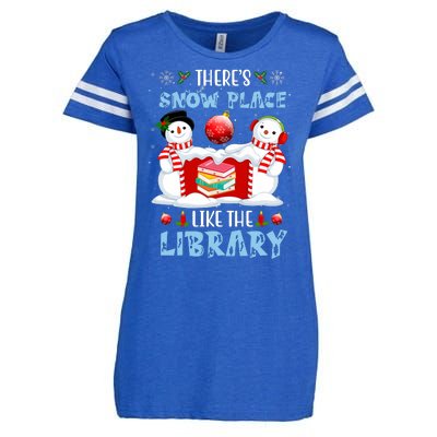 There's Snow Place Like The Library Book Worm Christmas Enza Ladies Jersey Football T-Shirt