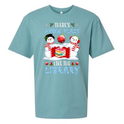 There's Snow Place Like The Library Book Worm Christmas Sueded Cloud Jersey T-Shirt