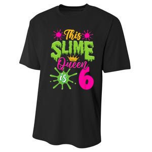 This Slime Queen Is 6 Slime 6th Birthday Performance Sprint T-Shirt