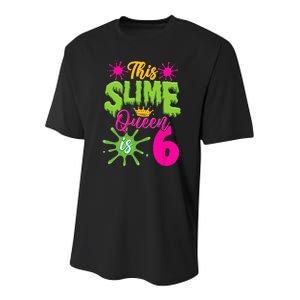 This Slime Queen Is 6 Slime 6th Birthday Youth Performance Sprint T-Shirt