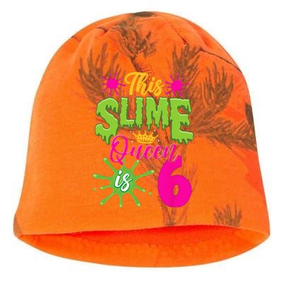 This Slime Queen Is 6 Slime 6th Birthday Kati - Camo Knit Beanie