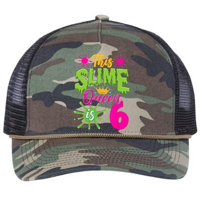 This Slime Queen Is 6 Slime 6th Birthday Retro Rope Trucker Hat Cap