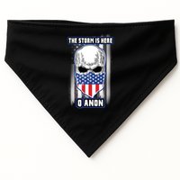 Qanon The Storm Is Here Skull Flag USA-Made Doggie Bandana