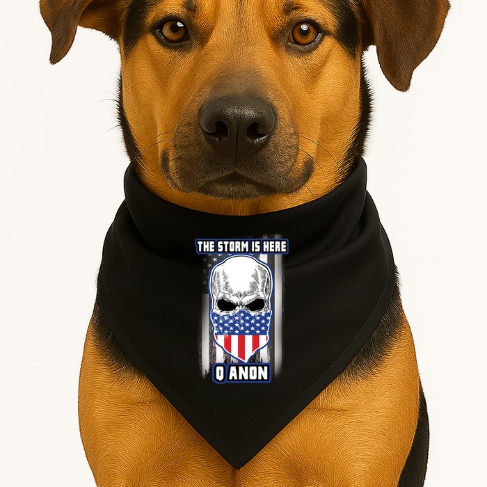 Qanon The Storm Is Here Skull Flag USA-Made Doggie Bandana