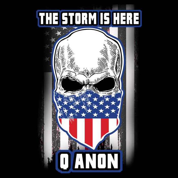 Qanon The Storm Is Here Skull Flag USA-Made Doggie Bandana