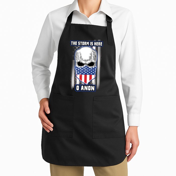 Qanon The Storm Is Here Skull Flag Apron