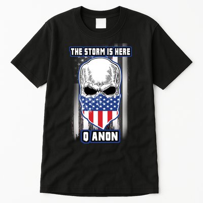 Qanon The Storm Is Here Skull Flag Tall T-Shirt