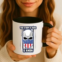 Qanon The Storm Is Here Skull Flag Mug