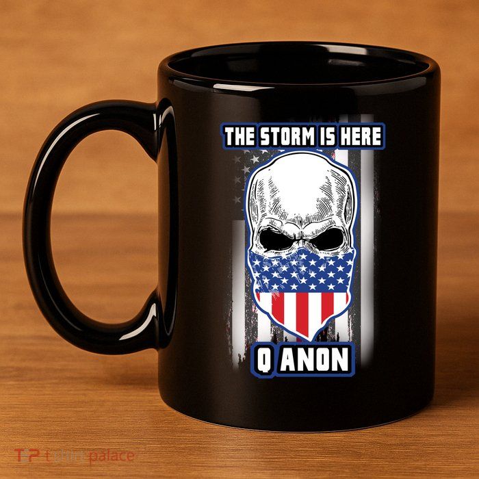 Qanon The Storm Is Here Skull Flag 11oz C Handle Ceramic Mug
