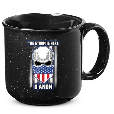 Qanon The Storm Is Here Skull Flag 15oz Campfire Ceramic Mug