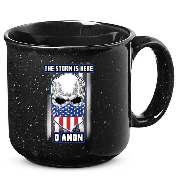 Qanon The Storm Is Here Skull Flag 15oz Campfire Ceramic Mug