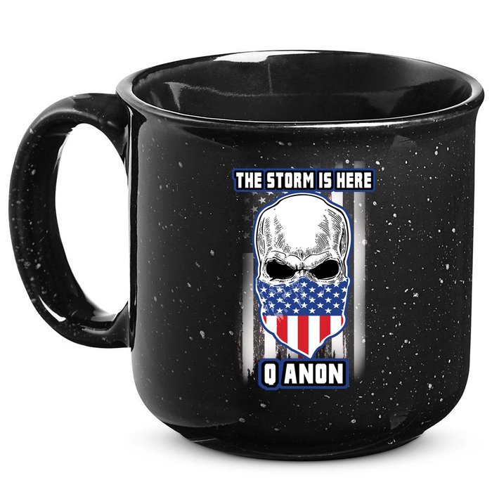 Qanon The Storm Is Here Skull Flag 15oz Campfire Ceramic Mug